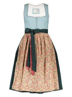 Dirndl In Petrol/ Hellblau/ Bunt
