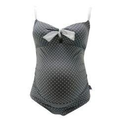 Umstandsbadeanzug "ANTONIE" In Grau-weiß Gepunktet B/C/ D Körbchen