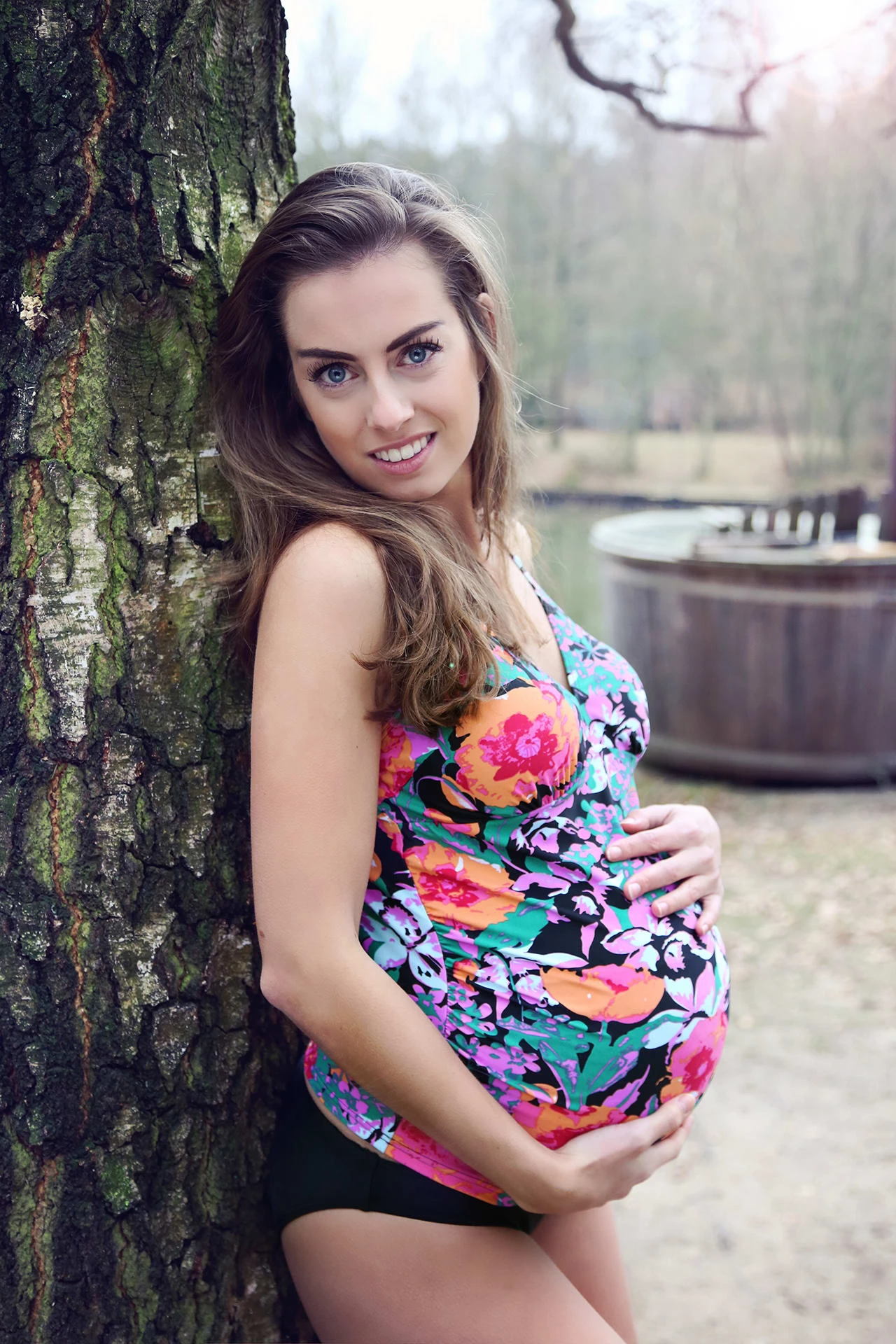 Umstandstankini "AMAY" In Blumendruck B/C Cup Design – Bild 4