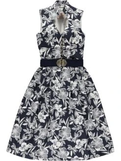 Trachtenkleid "Sarina" In Dunkelblau/ Weiß